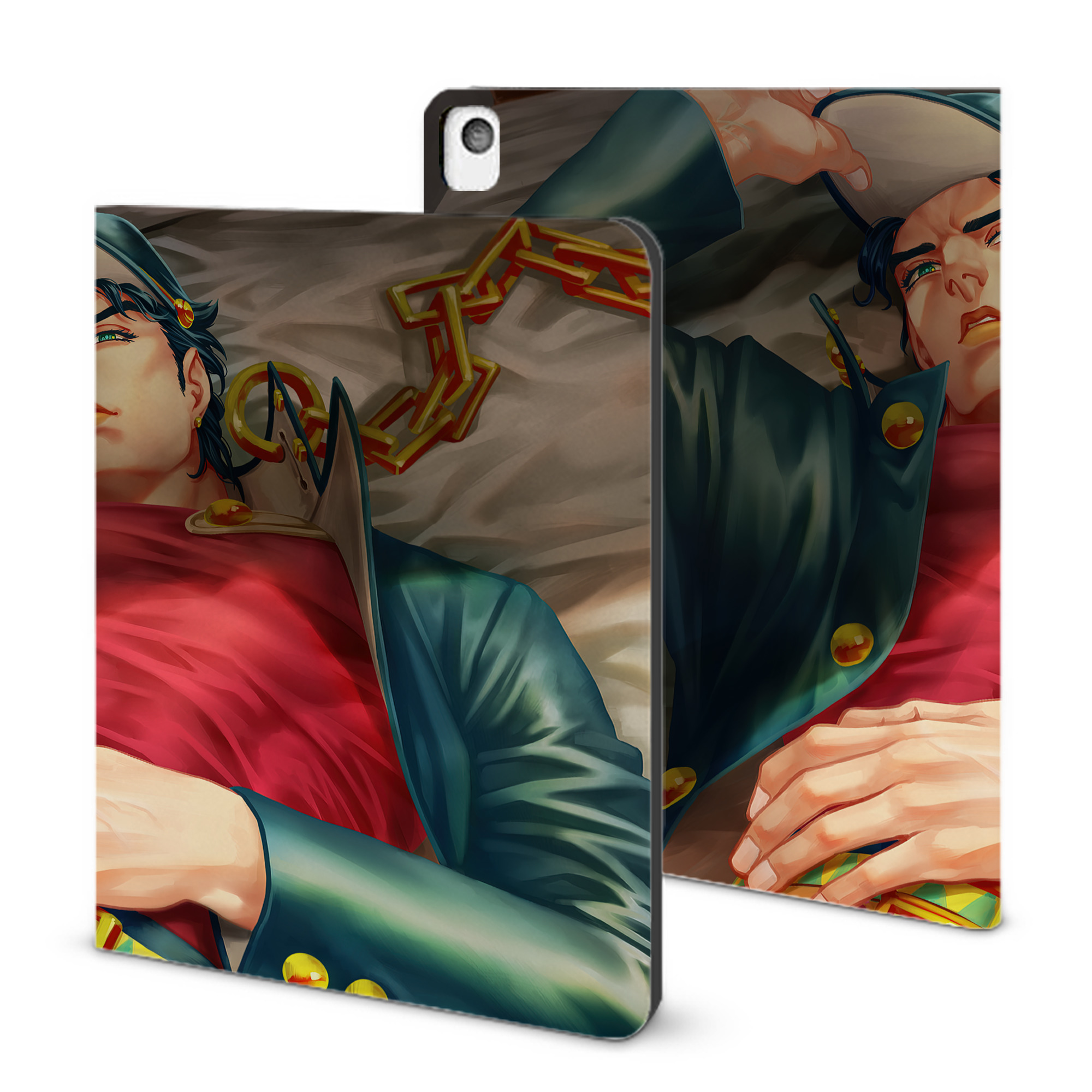 （画像用） ジョジョの奇妙な冒険 JoJo's Bizarre Adventure IPadケース ペンホルダー付き ブックスタイルデザイン